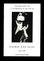 A Celebration of the Life of Laurie Lee MBE FRSL, 1914-1997.